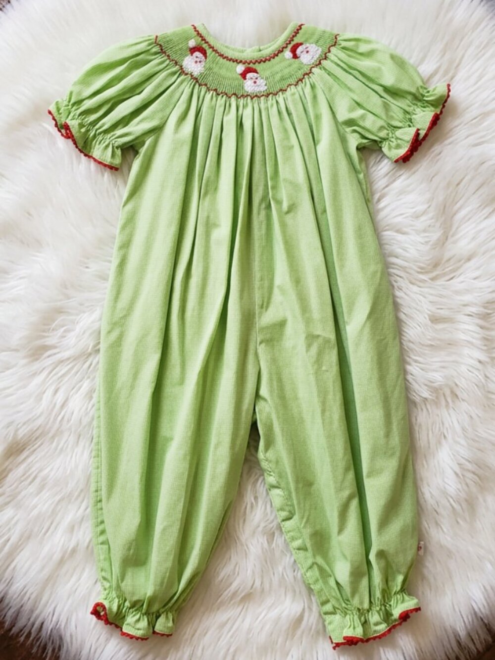 Lolly Wolly Doodle Bishop Smocked Santa Romper Size 18m